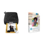 HP Sprocket Portable Photo Printer (Black Noirl) Instantly Prints ZINK 2x3 Sticky-Backed Photos & 2.3 x 3.4 Premium Zink Photo Paper (20 Sheets) Compatible with Sprocket Select and Plus