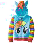 Barn Flickor Pojkar My Little Pony Regnbåge Hoodie Jacka Vingar Randig Sweatshirt Twilight Dash Huvtröja Blue 6-7 Years