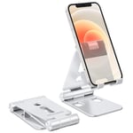 OMOTON Phone Stand Foldable, Phone Holder, Aluminum Portable Phone Dock Cradle Stand for Travel, Applies to iPhone 13 12 Pro/11/SE/Xr/Xs Max, Samsung, Tablet, and More Smartphones(4-8in), Silver