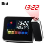 Digital Alarm Clock Lamp Projection Thermometer Hygrometer Black