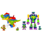 SUPERTHINGS RIVALS OF KABOOM, H-Rex Superdino - Articulated Hero Dinosaur with Lights and Sound Effects & SUPERTHINGS Enigma Superbot – Articulated hero robot with combat accessories