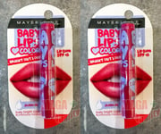 2 x Maybelline SPF 13 Baby Lips Lively Color Moisturizing Lip Balm WILD CHERRY