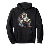 Cute anime blue bigfoot / yeti reading a library book art Pullover Hoodie