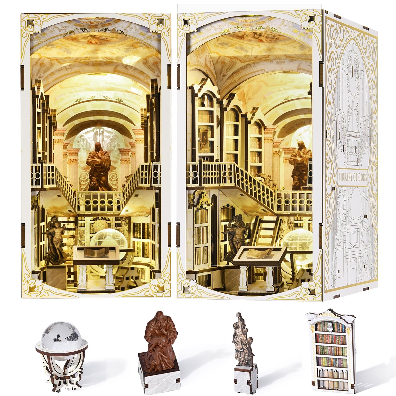 Puzzle 3D - Bois - Serre Livres - Meubles Inclus - Lumière LED - DIY Puzzle 3D - Bois - Serre Livres - Meubles Inclus - Lumière LED - DIY