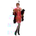 WIDMANN MILANO PARTY FASHION W, Costume Charleston Adulte, Robe Rouge flamboyante, Chapeau Assorti, Taille XL Confortable, 100% Polyester léger, Polyvalent pour soirées, Facile à Entretenir