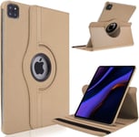 Rotate Case for Apple iPad Pro 11 (2021), Air 4 (2020) & Pro 11 2018/2020 Leather Smart Cover (Gold)