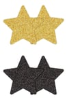 Pretty Pasties Glitter Stars Black Gold 2 Pair