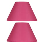 2 Pack - Hot Pink 10" Cotton Coolie Fabric Vintage Lampshade with Reversible Gimble & Shade Reducing Ring to Fit All Types of Lampholders - Sold in Pairs