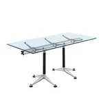 Herman Miller - Burdick Group Rectangular Table 91 x 152 cm, Bracket Polished Aluminium, Column White - Transparent - Transparent - Skrivbord - Glas/Metall