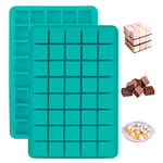 bowsugar Silicone Moulds, 2 Pack 40-Cavity Square Candy Moulds Caramel Chocolate Truffles Mold, Whiskey Ice Cube Tray, Grid Fondant Mould, Flexible Baking Mould, Pralines Gummy Jelly Moulds (Green)
