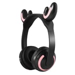 VCX Bluetooth Headphone Wireless Ear Headphones Gaming Headset Cat Ear Flashing Glowing with led light Grils boys earbuds for phone (Color : Deer ears)
