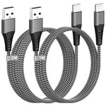 USB Iphone Charger Cable 1M+2M[Mfi Certified], USB to Lightning Cable Fast Iphon