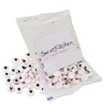 Blodsprängda sockerögon Ø10 mm, godisögon för att dekorera kakor, tårtor och muffins. 35 gram