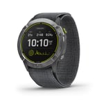 Garmin Enduro, Ultraperformance Multisport GPS Watch with Solar Charging Capabilities, Battery Life Up to 80 Hours in GPS Mode, Steel with Gray UltraFit Nylon Band