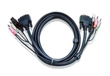 Aten 2L-7D02u - Video/Usb/Ljud-Kabel - Usb, Mini-Phone Stereo 3.5 Mm, Dvi-D (Hane) Till Mini-Phone Stereo 3.5 Mm, Usb Typ B, Dvi-D (Hane) - 1.8 M