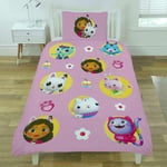 Official Single Bed Duvet Cover Set Gabby's Doll House Reversible Character Set