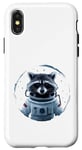 Coque pour iPhone X/XS drôle astronaute mignon animal raton laveur avec étoiles dans l'espace chat