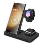 3in1 15W Vertical Wireless Charger Stand For Samsung Galaxy Watch Phone Earphone