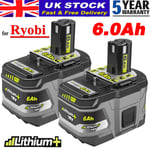 2X Battery 18V 6.0 AH For Ryobi One+ Plus P108 Lithium Ion RB18L50 RB18L40 P104