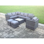 Rattan Garden Furniture Corner Sofa Set Square Coffee Table Chair Footstools Left Hand Option