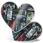 2 x Heart Stickers 7.5 cm - Radios Cassette Player Retro Music  #14242