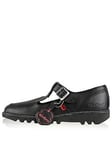 Kickers Kick Lo Aztec Leather Flat Shoe - Black, Black, Size 3, Women