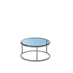 Living Divani - Ile Round Low Table Ø92x19, Steel Lacquered Burnish, Blue glass