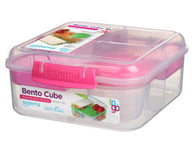 Sistema 5 Extra Large Compartment Divided Lunch Box Bento Box – 1250 ml Vesper box set includes tumbler with Screw Lid 17.5 x 17.5 x 8 cm (W x D x H) 21685 Pink