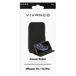 Vivanco Casual Wallet Case Book Cover for iPhone 12 & iPhone 12 Pro Black