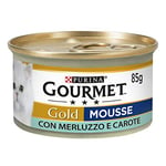 Purina Gourmet Gold Mousse Nourriture pour Chats avec Merillaud et Carotte 24 Latex 85 g
