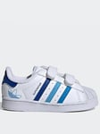 adidas Originals Infant Boys Superstar Trainers - White/Blue, White/Blue, Size 4 Younger