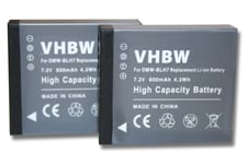 vhbw 2 x batterie Set 600mAh (7.2V) avec Infochip pour caméra Panasonic Lumix DMC-GM5L, DMC-GM5W comme DMW-BLH7, DMW-BLH7E, DMW-BLH7PP.