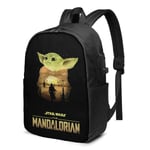 Lawenp Star W Man-Dalorian The Child Baby YODA Durable Travel Backpack School Bag Laptops Backpack with USB Charging Port for Men Women
