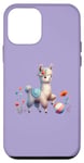 iPhone 12 mini Purple Cute Alpaca with Floral Crown and Colorful Ball Case