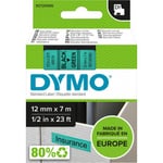 Dymo D1-tejp 12 mm x 7 m, svart med grön botten