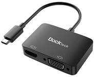 dockteck Adaptateur USB C vers VGA HDMI 4K à 60 Hz, USB C VGA 1080P, Adaptateur USB C 2 en 1 Hub Thunderbolt 3 vers HDMI VGA pour MacBook Pro/Air, iPad Pro/Air, Chromebook, Surface Pro/Go