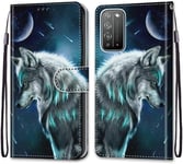 Compatible Avec Honor X10 5gemplacement Carte Portefeuille Pu Leather Cuir Antirayures Antichoc Protection Housse Support Flip Case Wallet Cover Pour Honor X10 Pro 5gmoonnight Wolf