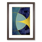 Big Box Art Sweeping Forms Blue Gold Framed Wall Art Picture Print Ready to Hang, Walnut A2 (62 x 45 cm)