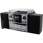 Musik-anläggning Vinyl Radio CD Dubbel-kassett Bluetooth Högtalare MCD5600SW Silvergrå