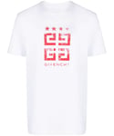 Givenchy Mens 4G Stars Red Logo Printed T-Shirt in White Cotton - Size Small