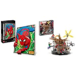 LEGO Art The Amazing Spider-Man 3D Wall Art Set, Buildable Canvas Poster & 76261 Marvel Spider-Man Final Battle Set, Recreate Spider-Man: No Way Home Scene with 3 Peter Parkers
