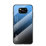 FANFO® Phone Case for Xiaomi Poco X3 Pro/Xiaomi Poco X3 NFC, Gradient Colour Tempered Glass Shockproof Mobile Back Cover Anti-Scratch Hybrid Silicone Frame Protective Armour Cases, Blue Black
