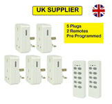 Remotes Plug Socket Wireless Remote Control UK 5 Pack 2 Light Switch Heavy Duty