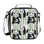ALARGE Insulated Lunch Bag Box Cute Animal Panda Bamboo Leaves Reusable Large Freezable Thermal Lunch Tote Bag Cooler Meal Prep Ice Pack Container for Girls Boys Adult Women