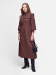Barbour Adela Long Sleeve Check Frill Midi Dress - Multi, Multi, Size 14, Women