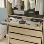 IKEA IKEA KOMPLEMENT utdragbart hyllplan med lådmatta, vitlaserad ekeffekt/ljusgrå, 100x58 cm, cm 100x58 cm