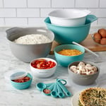 KitchenAid Baking Measure Mixing Bowl with Lid Spoons Set 12 Pieces - Blue