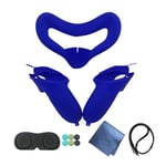 #N/A Virtual Reality Glasses Silicone Eye Mask Cover Face Cover Controller Grips Set Anti-Sweat for Oculus Quest 2 Headset Glasses Non-Slip - Blue