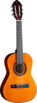 EKO GUITARS - CS-2 Natural Guitare classique série Studio, échelle 1/2, haut en tilleul laminé, bandes et fond en tilleul laminé, poignée et clavier en bouleau, étui inclus, couleur naturelle