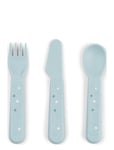 D By Deer Foodie Cutlery Set Happy Dots Blå